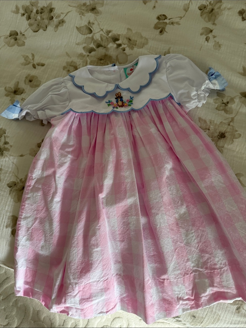 Girls Easter Pink and White Scallop Collar Formal Dress